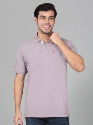 CANTABIL Solid Men Polo Neck Purple T-Shirt
