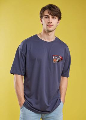 METRONAUT Printed Men Crew Neck Blue T-Shirt