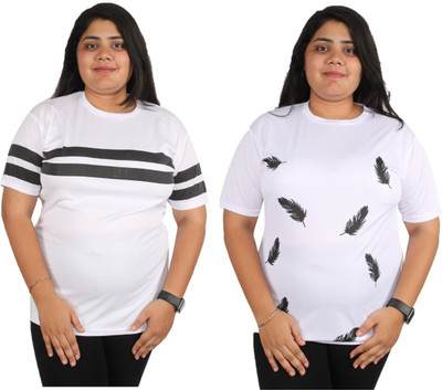 Oishee Printed Women Round Neck White T-Shirt