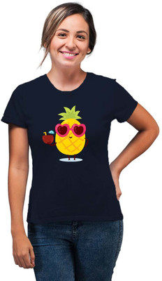 SmarTee Street Printed Women Round Neck Blue T-Shirt