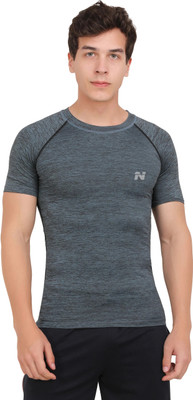NINQ Solid Men Round Neck Grey T-Shirt