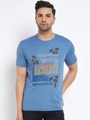 DUKE Printed, Typography Men Round Neck Blue T-Shirt