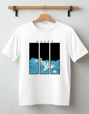 DIBBY Printed Men Round Neck White T-Shirt