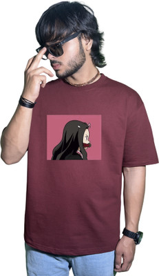 OHAM Graphic Print Men Round Neck Maroon T-Shirt