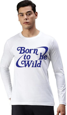 Aditi Fashion Printed, Typography Men Round Neck White T-Shirt