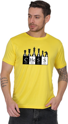 Swagry Graphic Print Men Round Neck Yellow T-Shirt
