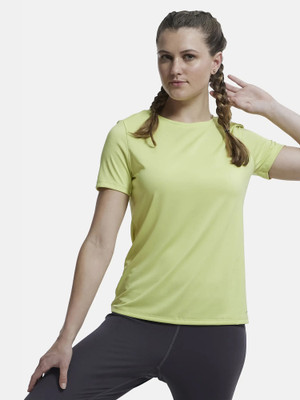 JOCKEY Solid Women Round Neck Green T-Shirt