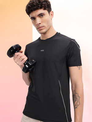 HRX by Hrithik Roshan Solid Men Round Neck Black T-Shirt