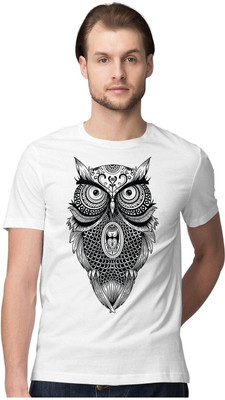 KRYONIX Printed Men Round Neck White T-Shirt