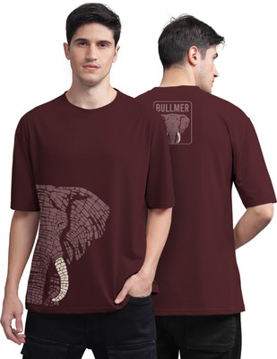Bullmer Printed Men Round Neck Maroon T-Shirt