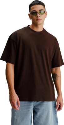 soni enterprises Solid Men Round Neck Brown T-Shirt