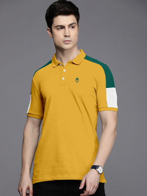 SRK EXIM Colorblock Men Polo Neck Yellow T-Shirt