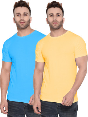 Kroptee Solid Men Round Neck Multicolor T-Shirt