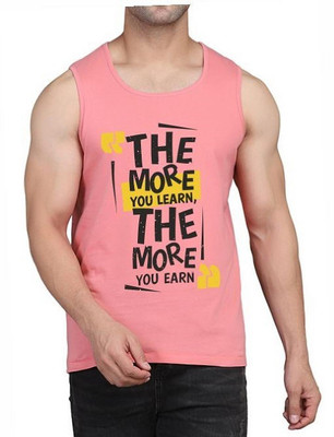 Restore Typography Men Round Neck Pink T-Shirt