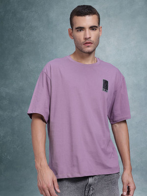 Roadster Printed Men Round Neck Purple T-Shirt