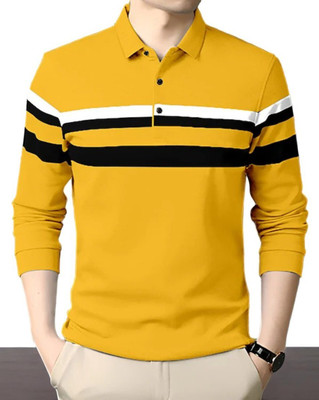Autna Printed Men Polo Neck Beige T-Shirt