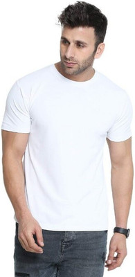 RIVAAZ Collections Solid Men Round Neck White T-Shirt