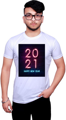 KRYONIX Printed, Typography Men Round Neck White T-Shirt