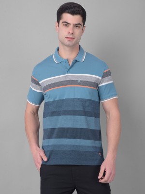 COBB ITALY Striped Men Polo Neck Blue T-Shirt