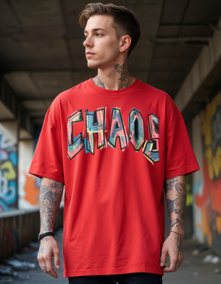 Smartees Printed Men Round Neck Red T-Shirt