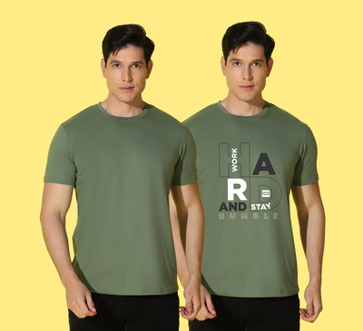 WOOSTRO Graphic Print Men Round Neck Green T-Shirt