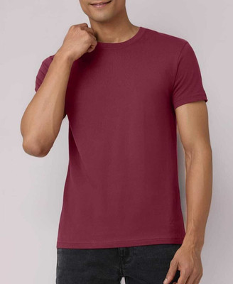 nimaiclothings Solid Men Round Neck Beige T-Shirt