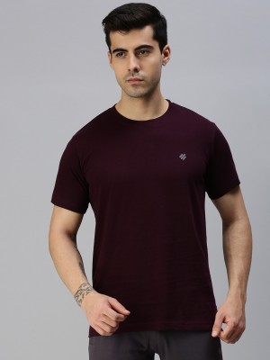 ONN Solid Men Round Neck Purple T-Shirt