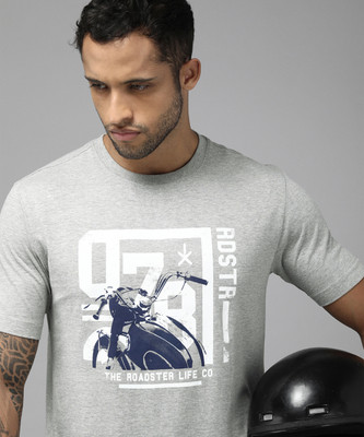 Roadster Graphic Print, Printed Men Round Neck Grey T-Shirt