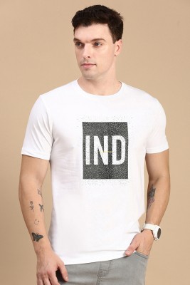 Classic Polo Printed Men Round Neck White, Black T-Shirt