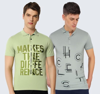 METRONAUT Printed Men Polo Neck Multicolor T-Shirt