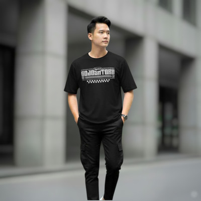 Skeva Printed Men Round Neck Reversible Black T-Shirt