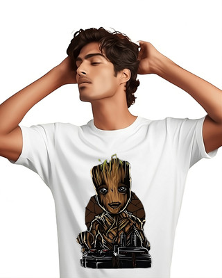 IjyaEnterprise Printed Men Round Neck White T-Shirt