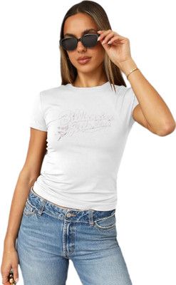 JEXY N JINI Printed, Graphic Print, Typography, Cartoon Women Round Neck Black T-Shirt