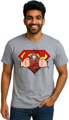 purycot Printed Men Round Neck Grey T-Shirt