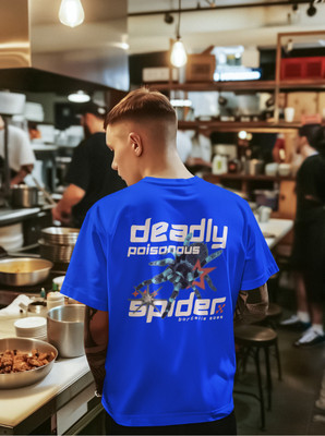 TheLyra Printed Men Round Neck Blue T-Shirt