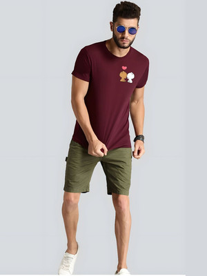SZN Graphic Print Men Round Neck Maroon T-Shirt