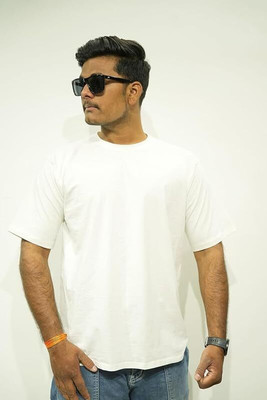 5 iguanas Self Design Men Round Neck White T-Shirt
