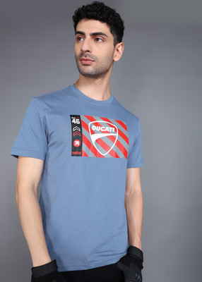 DUCATI Printed Men Round Neck Blue T-Shirt
