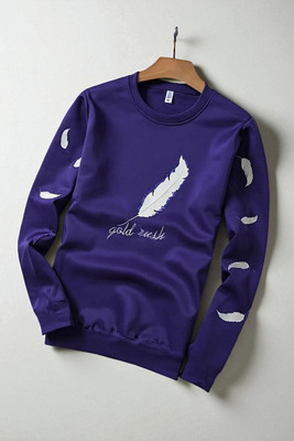 Autna Printed Men Round Neck Navy Blue T-Shirt