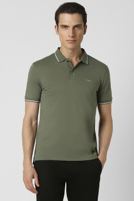 VAN HEUSEN Self Design Men Polo Neck Green T-Shirt