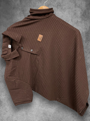 JINIK Self Design Men Polo Neck Brown T-Shirt