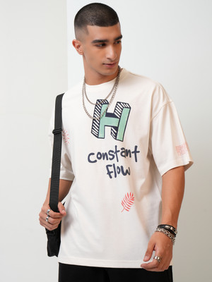 HIGHLANDER Printed Men Round Neck White T-Shirt