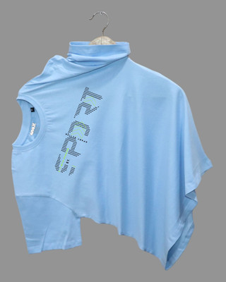 Velvawear Printed Men Round Neck Light Blue T-Shirt