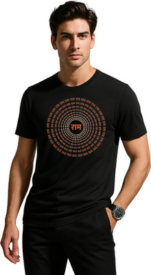 mssports Printed Men Round Neck Black T-Shirt