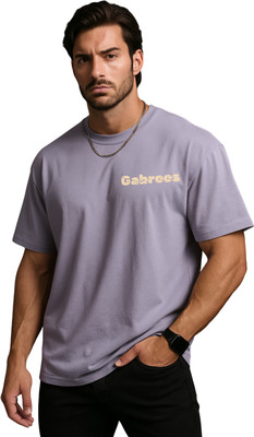 Gabroos Printed Men Round Neck Purple T-Shirt