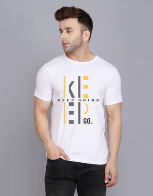 SLOWLORIS Printed, Typography Men Round Neck White T-Shirt