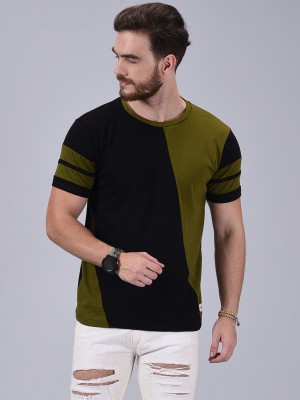 COUNTRY YARD Colorblock Men Round Neck Green, Black T-Shirt