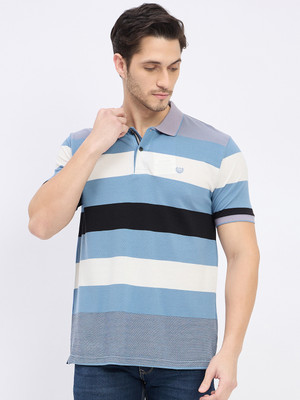DUKE Striped Men Polo Neck Multicolor T-Shirt