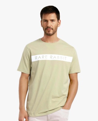 RARE RABBIT Graphic Print Men Crew Neck Green T-Shirt