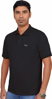 R5000 Solid Men Polo Neck Black T-Shirt